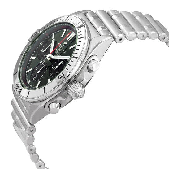 Breitling Chronomat B01 42 Green Dial Silver Steel Strap Watch for Men - AB0134101L1A1 Buy Now By Breitling