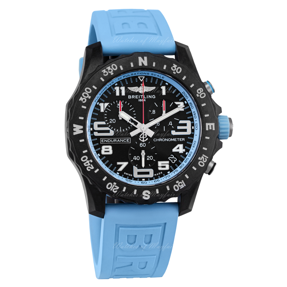 Breitling Endurance Pro Black Dial Light Blue Rubber Strap Watch for Men - X82310281B1S1 Buy Now By Breitling