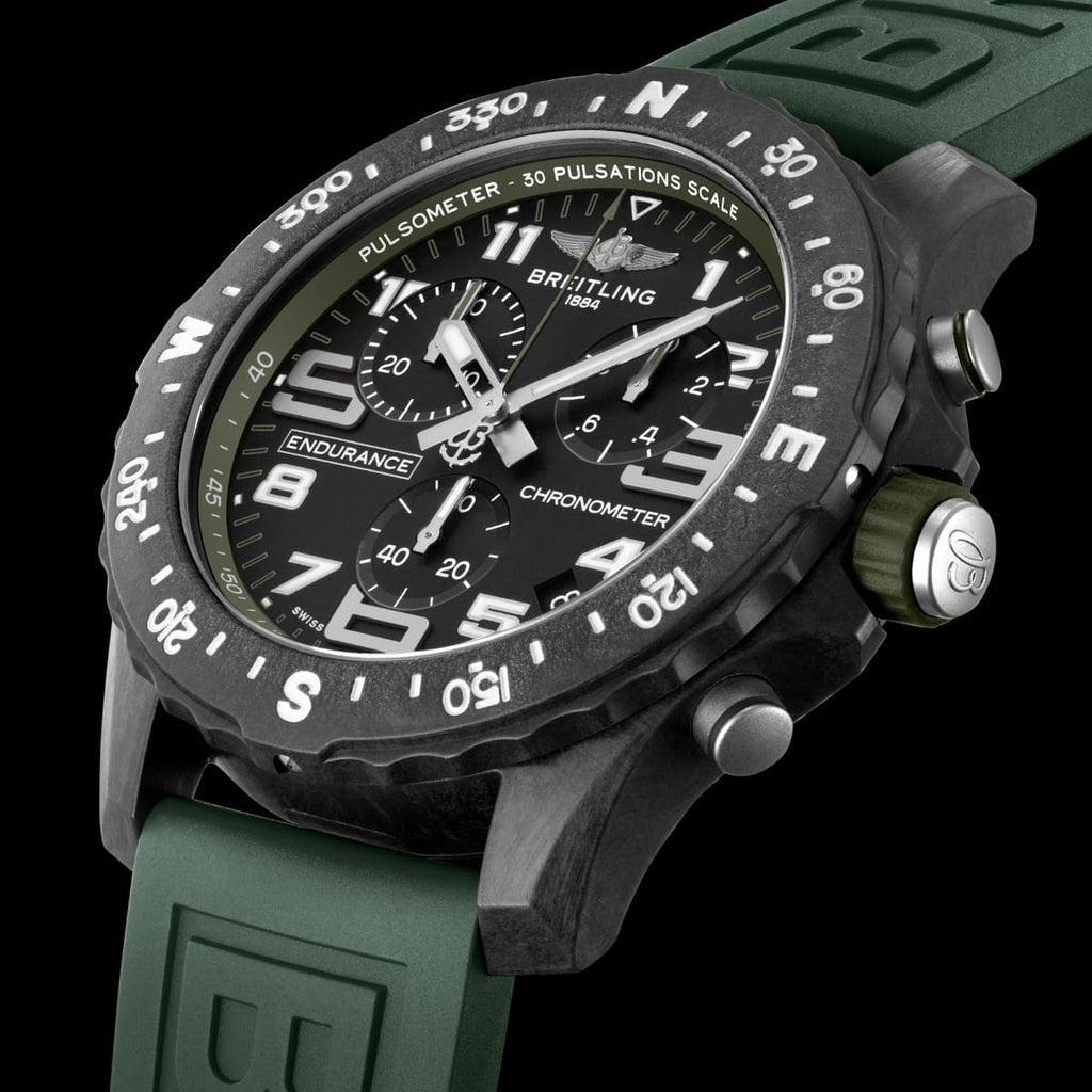 Breitling Endurance Pro Black Dial Green Rubber Strap Watch for Men - X82310D31B1S1 Buy Now By Breitling