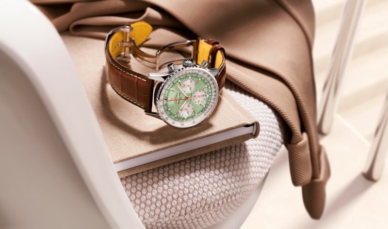 Breitling Navitimer B01 Chronograph 41 Green Dial Brown Leather Strap Watch for Men - AB0139211L1P1 Buy Now By Breitling