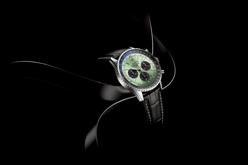 Breitling Navitimer B01 Chronograph 43 Green Dial Black Leather Strap Watch for Men - AB0138241L1P1 Buy Now By Breitling