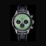 Breitling Navitimer B01 Chronograph 43 Green Dial Black Leather Strap Watch for Men - AB0138241L1P1 Buy Now By Breitling