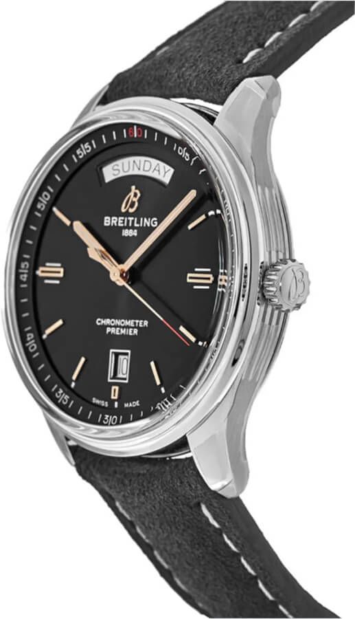 Breitling Premier Automatic 40mm Day & Date Black Dial Black Strap Mens Watch - A45340241B1X1 Buy Now By Breitling