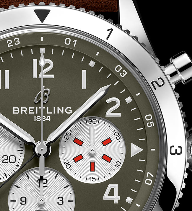 Breitling Super Avi B04 Chronograph GMT 46 Curtiss Warhawk Green Dial Brown Leather Strap Watch for Men - AB04452A1L1X1 Buy Now By Breitling