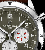 Breitling Super Avi B04 Chronograph GMT 46 Curtiss Warhawk Green Dial Brown Leather Strap Watch for Men - AB04452A1L1X1 Buy Now By Breitling