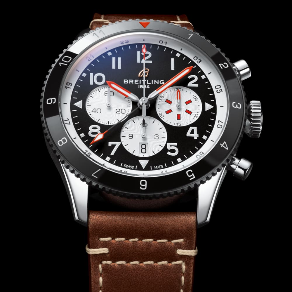 Breitling Super Avi B04 Chronograph GMT 46 Mosquito Black Dial Brown Leather Strap Watch for Men - YB04451A1B1X1 Buy Now By Breitling