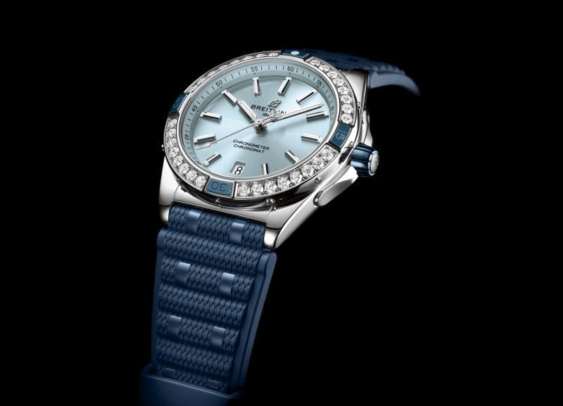 Breitling Super Chronomat Automatic 38 Diamonds Blue Dial Blue Rubber Strap Watch for Women - A17356531C1S1 Buy Now By Breitling