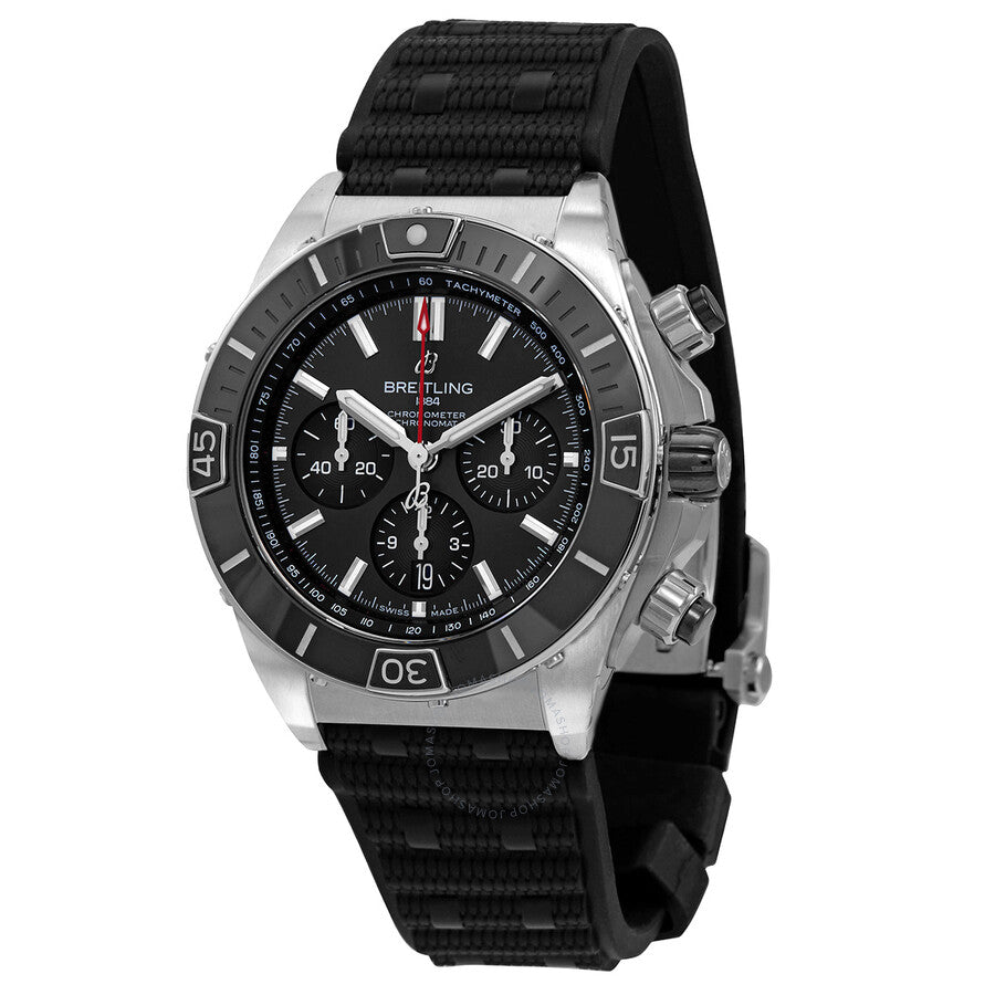 Breitling Super Chronomat B01 44 Black Dial Black Rubber Strap Watch for Men - AB0136251B2S1 Buy Now By Breitling