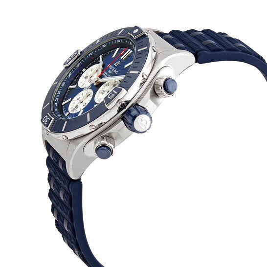 Breitling Super Chronomat B01 44 Blue Dial Blue Rubber Strap Watch for Men - AB0136161C1S1 Buy Now By Breitling