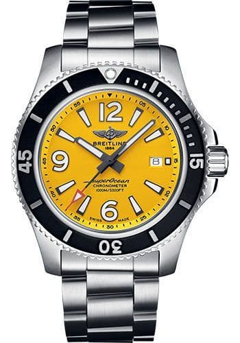 Breitling Superocean II Automatic 44mm Yellow Dial Silver Steel Strap Watch for Men - A17367021I1A1 Buy Now By Breitling