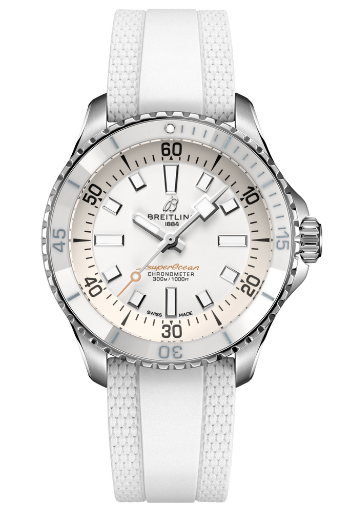 Breitling Superocean Automatic 36 White Dial White Rubber Strap Watch for Men - A17377211A1S1 Buy Now By Breitling