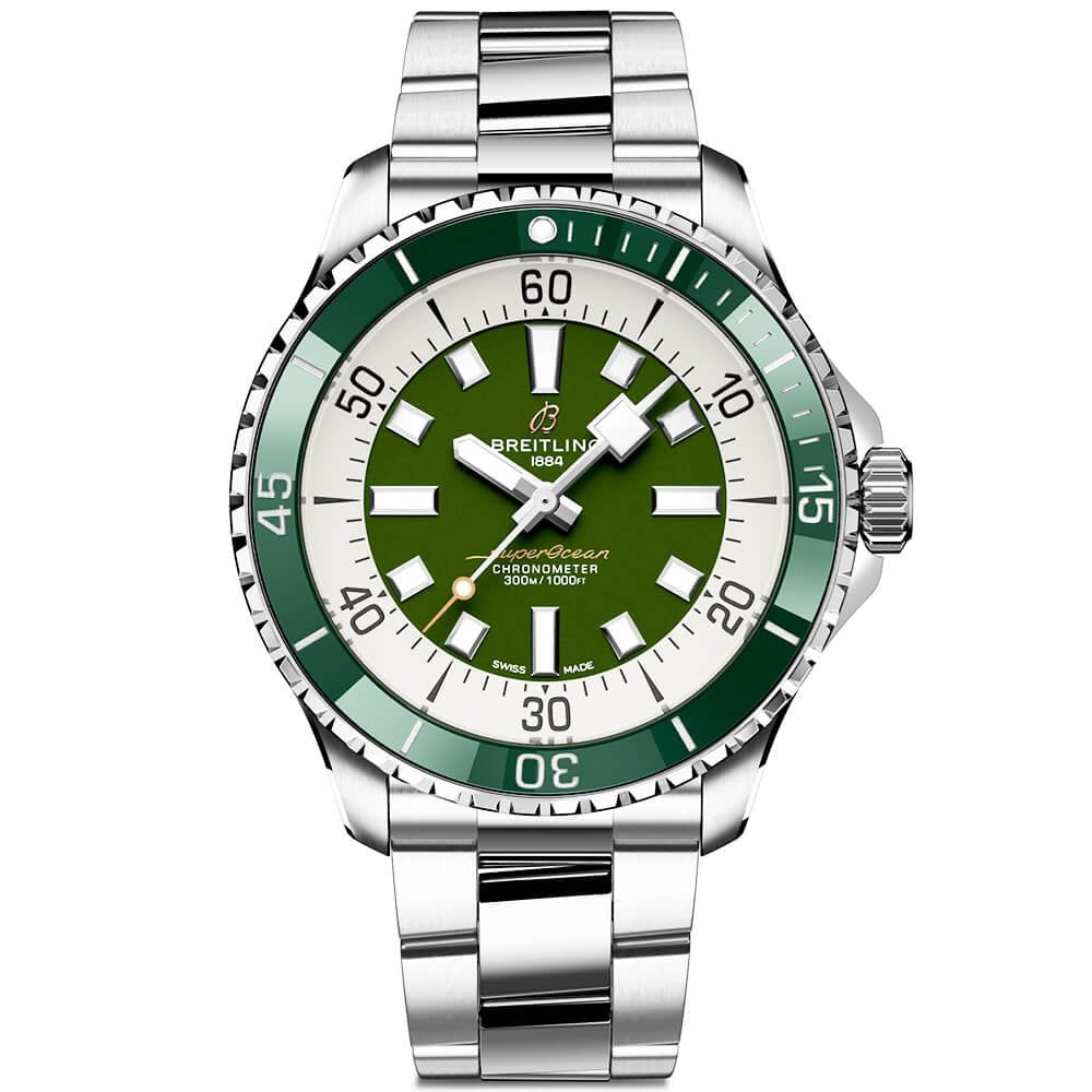 Breitling Superocean Automatic 44mm Navy Green Dial Green Rubber Strap Watch for Men - A17376A31L1A1 Buy Now By Breitling