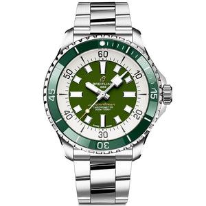 Breitling Superocean Automatic 44mm Navy Green Dial Green Rubber Strap Watch for Men - A17376A31L1A1 Buy Now By Breitling