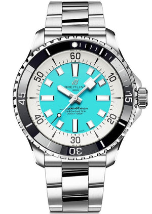Breitling Superocean Automatic 44mm Turquoise Dial Silver Steel Strap Watch for Men - A17376211L2A1 Buy Now By Breitling