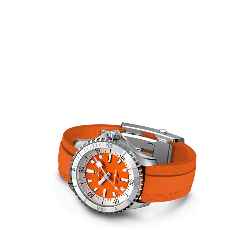 Breitling Superocean Automatic 36 Orange Dial Orange Rubber Strap Watch for Men - A17377211O1S1 Buy Now By Breitling