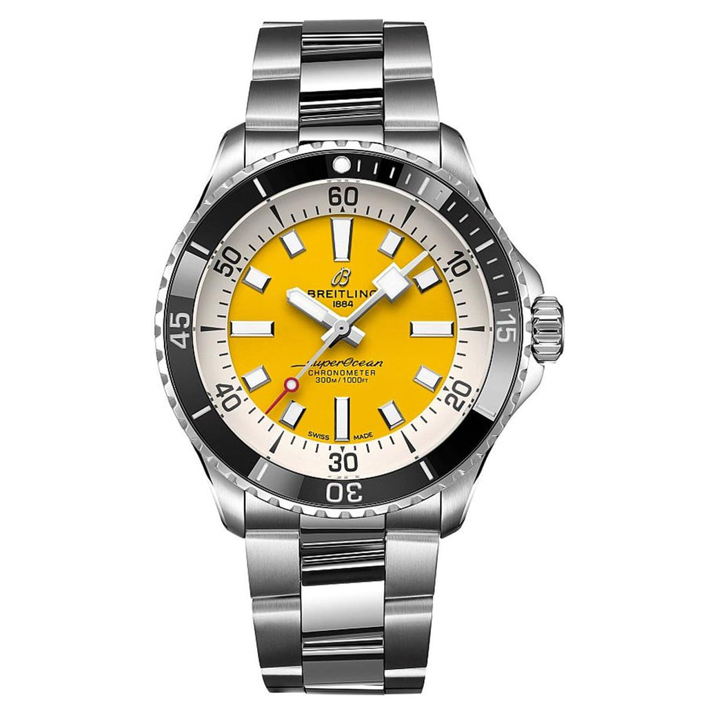 Breitling Superocean II Automatic 44mm Yellow Dial Silver Steel Strap Watch for Men - A17367021I1A1 Buy Now By Breitling