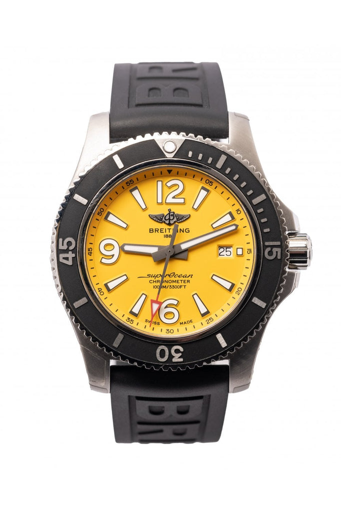 Breitling Superocean Automatic 46mm Yellow Dial Black Rubber Strap Watch for Men - M17368D71I1S1 Buy Now By Breitling