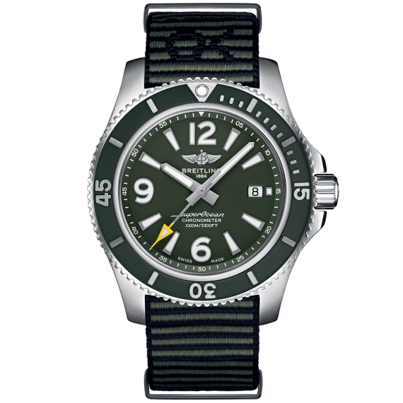 Breitling Superocean Automatic 44mm Outerknown Green Dial Green Nylon Strap Watch for Men - A17367A11L1W1 Buy Now By Breitling