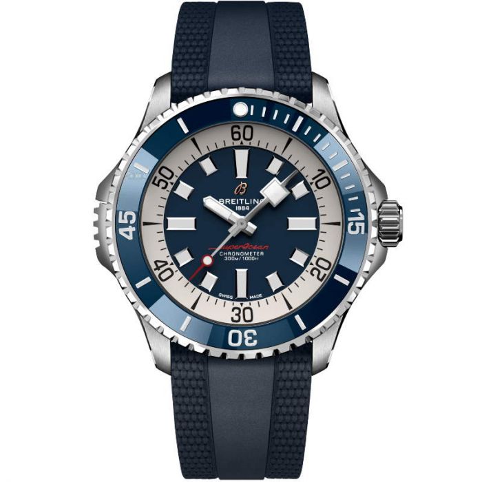 Breitling Superocean Automatic 46 Blue Dial Blue Rubber Strap Watch for Men - A17378E71C1S1 Buy Now By Breitling