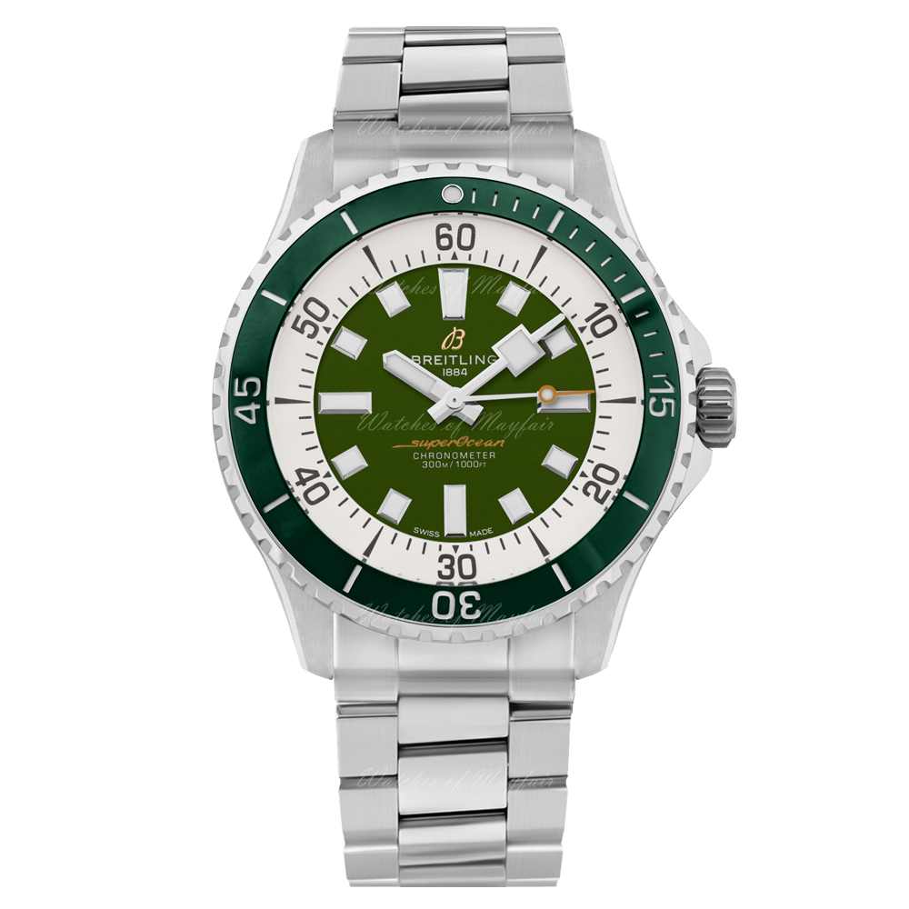 Breitling Superocean Automatic 44mm Navy Green Dial Green Rubber Strap Watch for Men - A17376A31L1A1 Buy Now By Breitling