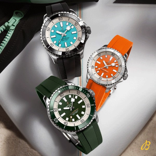 Breitling Superocean Automatic 44 Green Dial Green Rubber Strap Watch for Men - A17376A31L1S1 Buy Now By Breitling