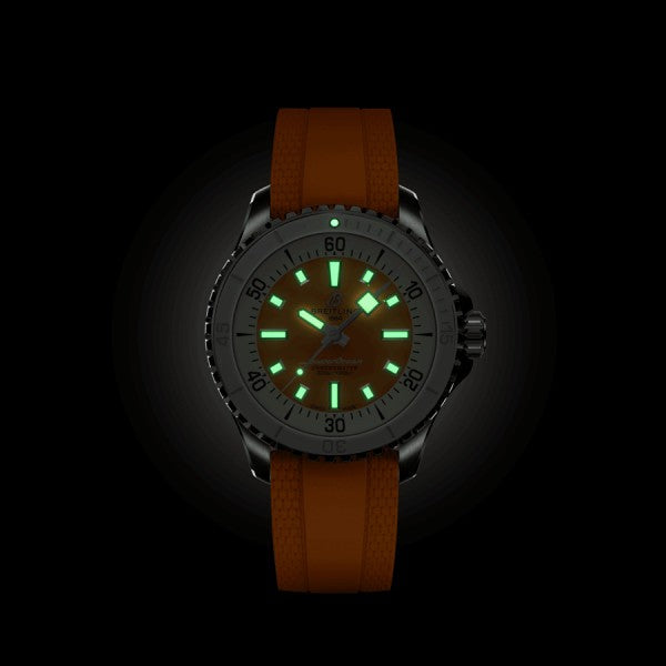 Breitling Superocean Automatic 36 Orange Dial Orange Rubber Strap Watch for Men - A17377211O1S1 Buy Now By Breitling