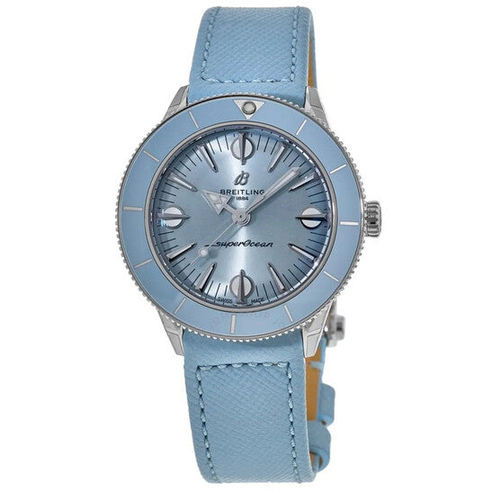 Breitling Superocean Heritage '57 Pastel Paradise Blue Dial Blue Leather Strap Watch for Women - A10340161C1X1 Buy Now By Breitling