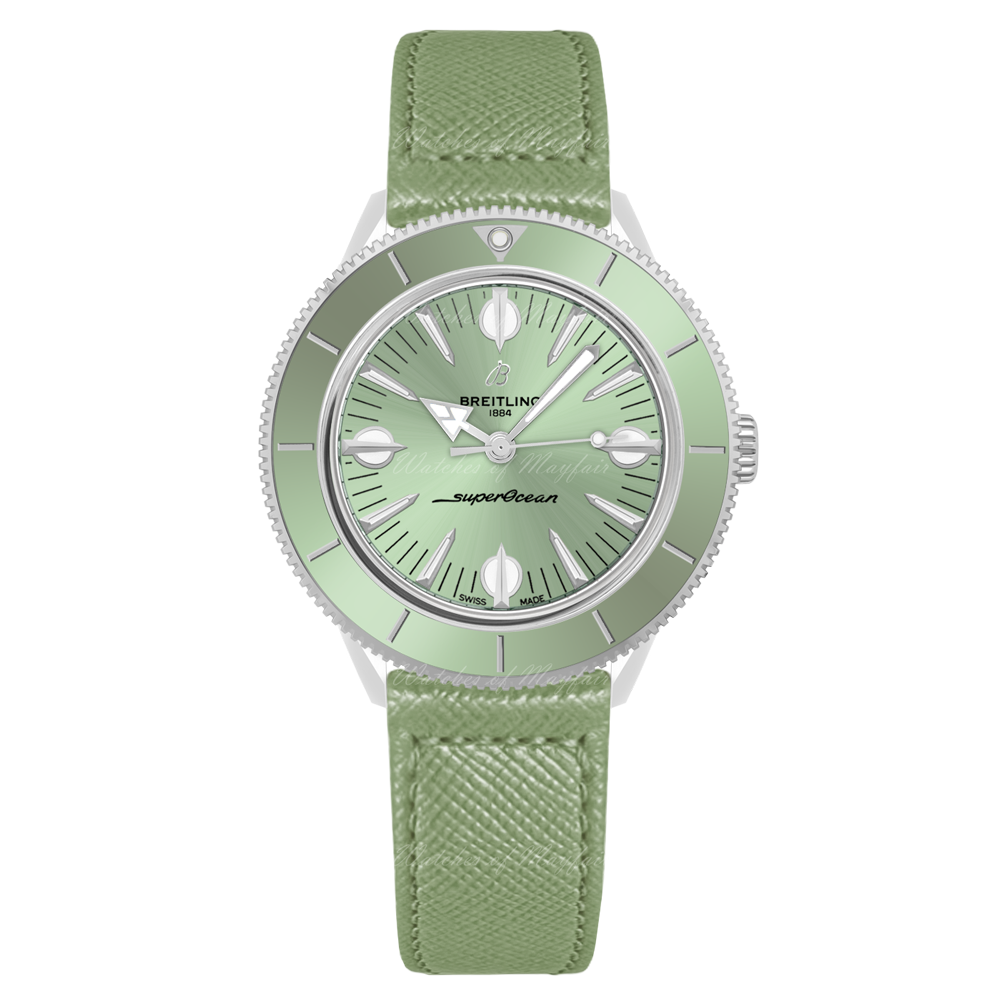 Breitling Superocean Heritage '57 Pastel Paradise Green Dial Green Leather Strap Watch for Women - A10340361L1X1 Buy Now By Breitling