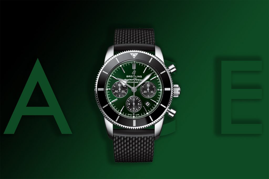 Breitling Superocean Heritage B01 Chronograph 44 Limited Edition Green Dial Black Mesh Bracelet Watch for Men - AB01621A1L1S1 Buy Now By Breitling