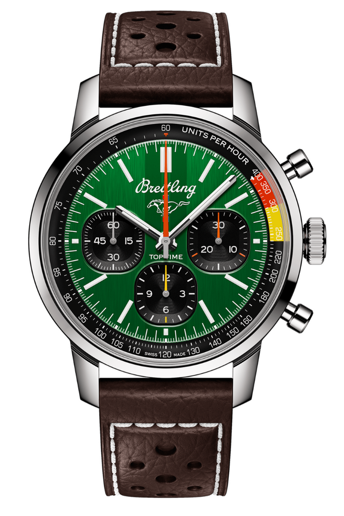 Breitling Top Time B01 Ford Mustang Green Dial Brown Leather Strap Watch for Men - AB01762A1L1X1 Buy Now By Breitling
