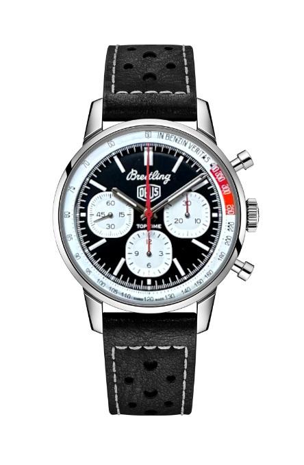 Breitling Top Time B01 Deus Black Dial Black Leather Strap Watch for Men - AB01765A1B1X1 Buy Now By Breitling