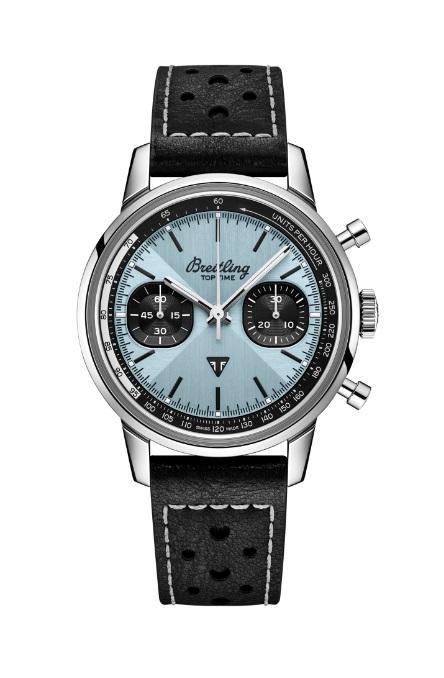Breitling Top Time B01 Triumph Blue Dial Black Leather Strap Watch for Men - AB01764A1C1X1 Buy Now By Breitling