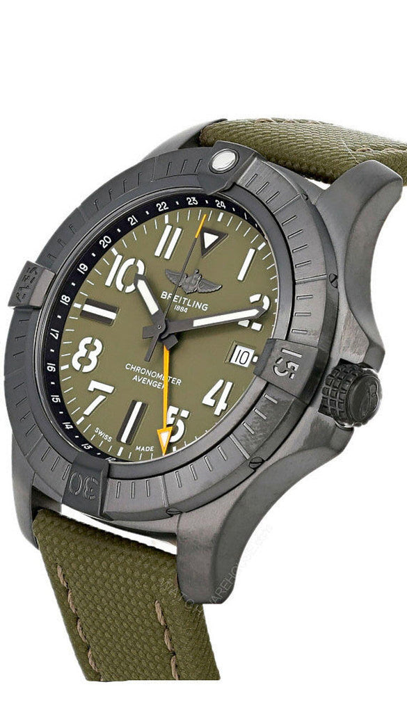 Breitling Avenger Automatic GMT 45 Night Mission Green Dial Green Nylon Strap Watch for Men - V323952A1L1X1 Buy Now By Breitling
