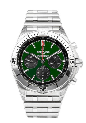 Breitling Chronomat B01 42 Green Dial Silver Steel Strap Watch for Men - AB0134101L1A1 Buy Now By Breitling