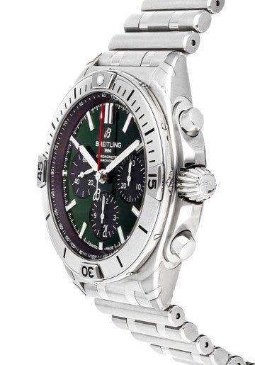 Breitling Chronomat B01 42mm Green Dial Silver Steel Strap Watch for Men - AB01343A1L1A1 Buy Now By Breitling
