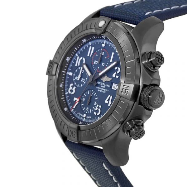 Breitling Super Avenger Chronograph 48 Night Mission Blue Dial Blue Leather Strap Watch for Men - V13375101C1X2 Buy Now By Breitling