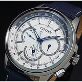Citizen Eco Drive Calendrier White Dial Blue Leather Strap Watch For Men - BU2020-11A Buy Now By Citizen