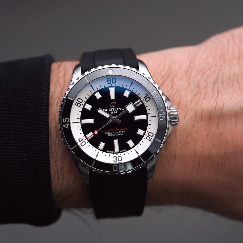 Breitling Superocean Automatic 42 Black Dial Black Rubber Strap Watch for Men - A17375211B1S1 Buy Now By Breitling