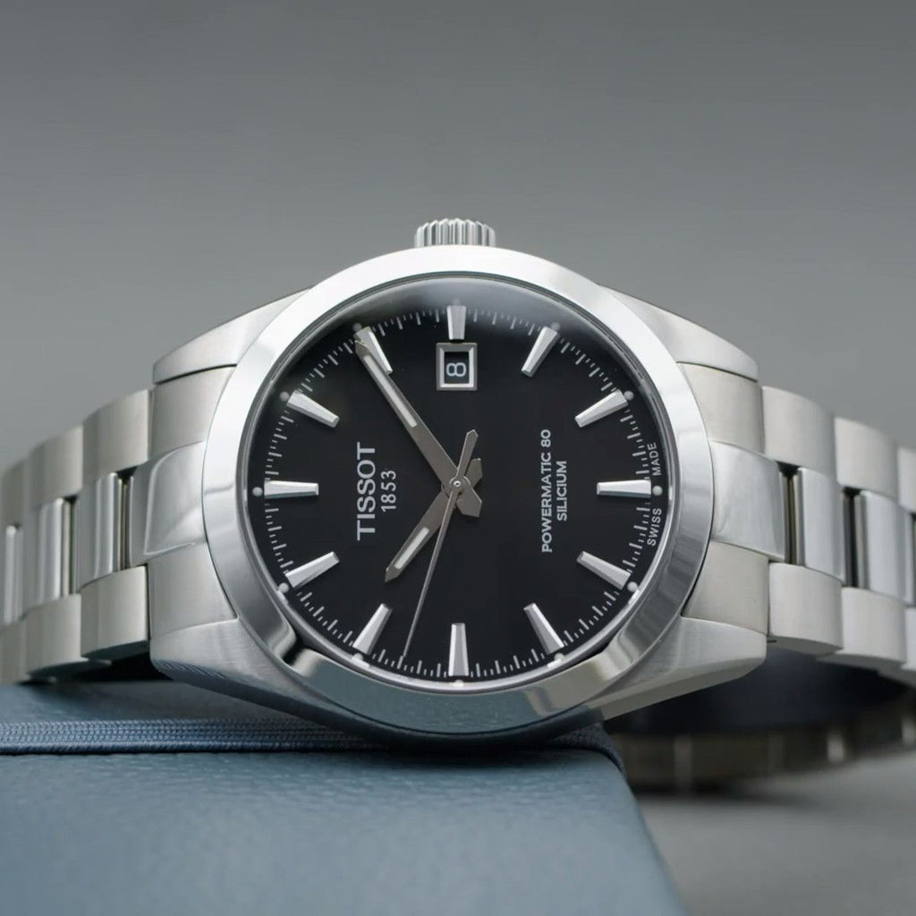 Tissot Gentleman Powermatic 80 Silicium Black Dial Silver Steel Strap Watch For Men - T127.407.11.051.00 Buy Now By Tissot