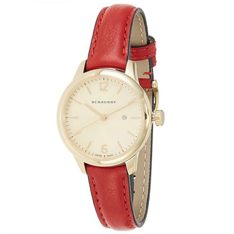 Burberry The Classic Gold Dial Red Leather Strap Watch for Women - BU10102 Buy Now By Burberry