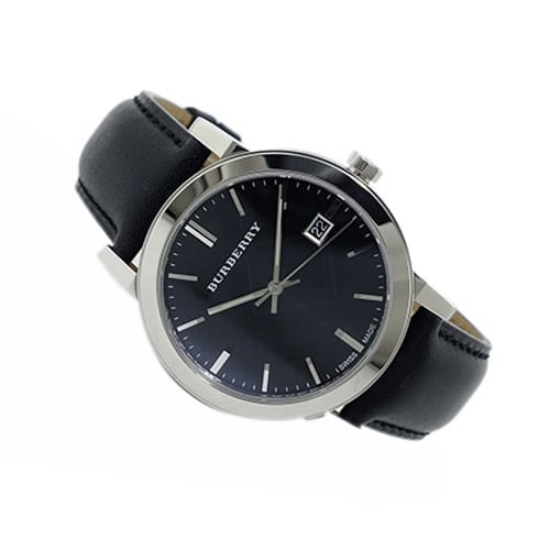 Burberry The City Black Dial Black Leather Strap Watch for Men - BU9009 Buy Now By Burberry