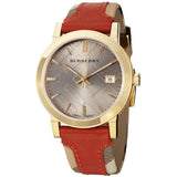 Burberry The City Gold Dial Orange Leather Strap Watch for Women - BU9016 Buy Now By Burberry