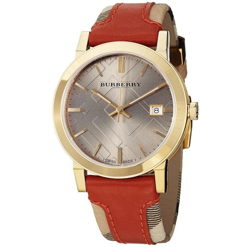 Burberry Heritage Nova Gold Dial Haymarket Red Leather Strap Watch for Women - BU9111 Buy Now By Burberry