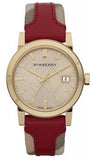 Burberry Heritage Nova Gold Dial Haymarket Red Leather Strap Watch for Women - BU9111 Buy Now By Burberry