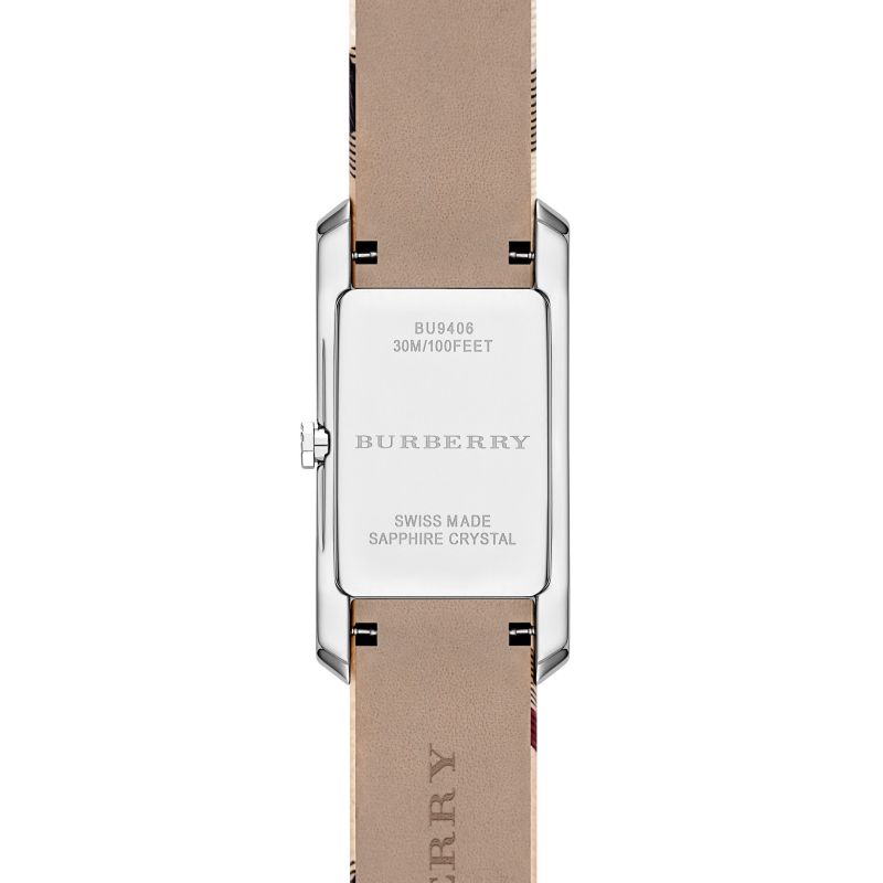 Burberry The Pioneer Silver Dial Haymarket Beige Leather Strap Watch for Women - BU9406 Buy Now By Burberry