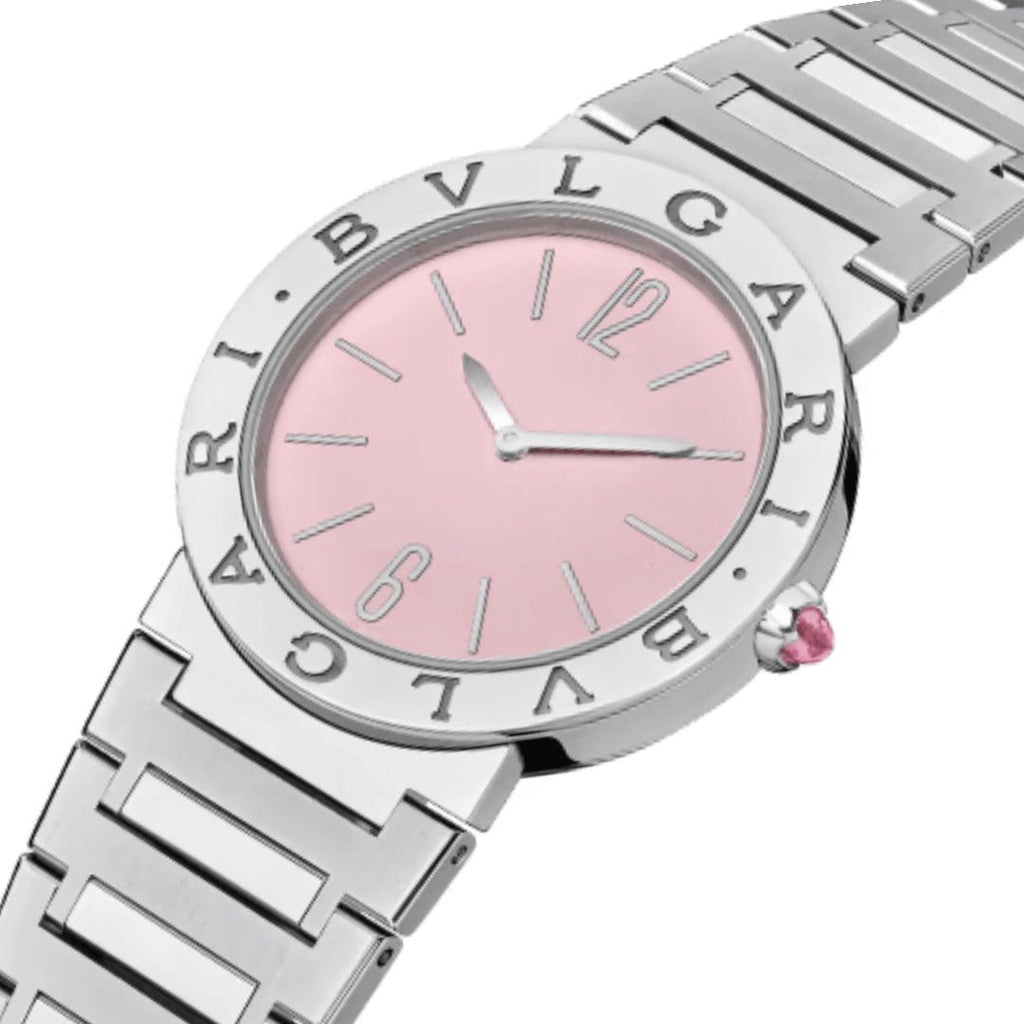 Bvlgari Bvlgari Bvlgari Quartz Pink Dial Silver Steel Strap Watch for Women - BVLGARI103711 Buy Now By Bvlgari