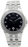 Bulova Crystal Collection Black Dial Silver Steel Strap Watch for Men - 96K102 Buy Now By Bulova