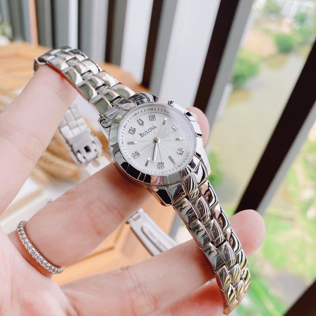 Bulova Classic Diamonds Silver Dial Silver Steel Strap Watch for Women - 96P121 Buy Now By Bulova