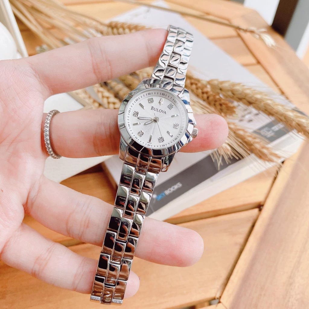 Bulova Classic Diamonds Silver Dial Silver Steel Strap Watch for Women - 96P121 Buy Now By Bulova