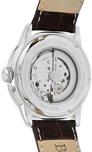 Bulova Classic Skeleton Automatic Brown Dial Brown Leather Strap Watch for Men - 96A120 Buy Now By Bulova